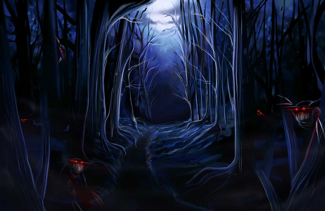 scary cartoon forest background
