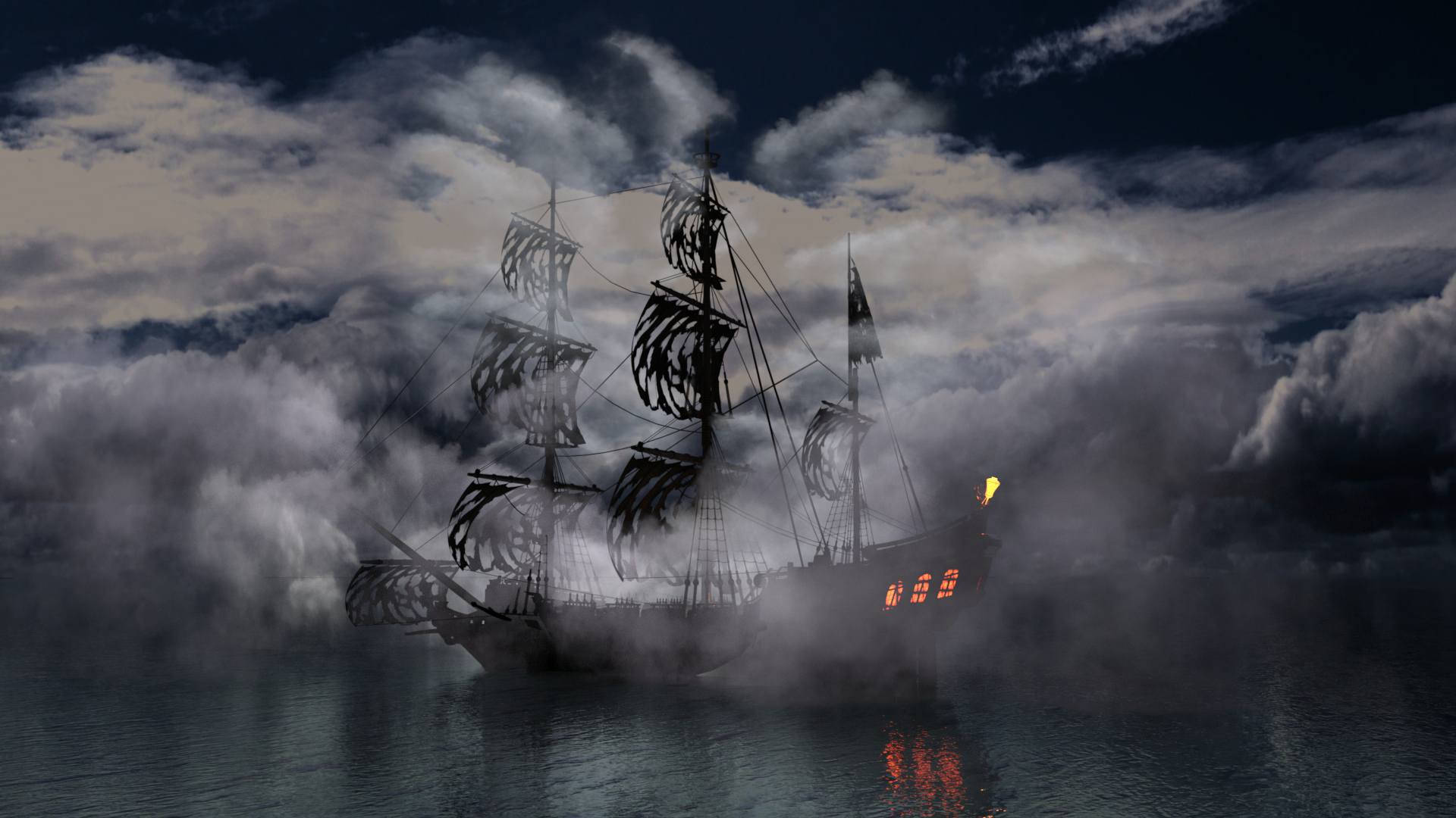 Captivating Image of a Haunted Ghost Ship Wallpaper