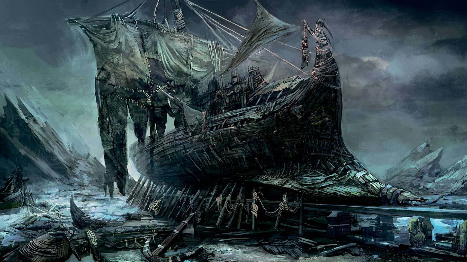 Haunted Ghost Ship Wreck Wallpaper