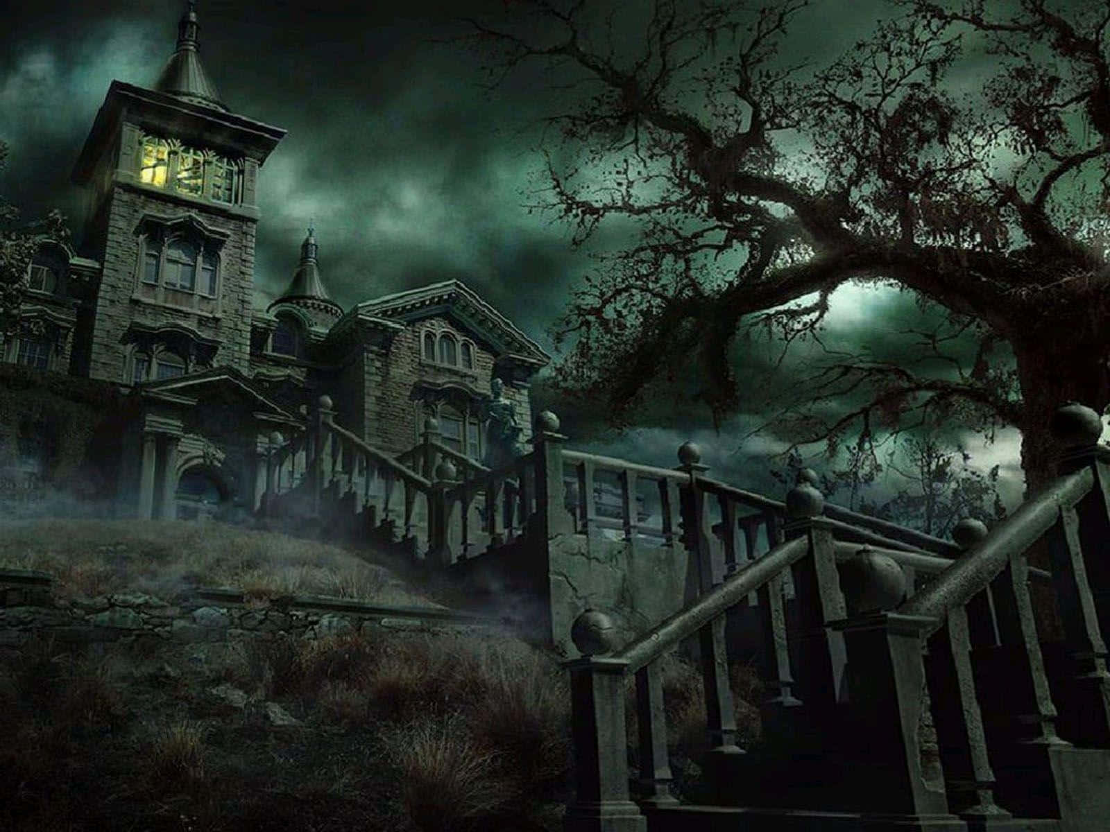 Hauntingly Beautiful Mansion Under The Midnight Sky