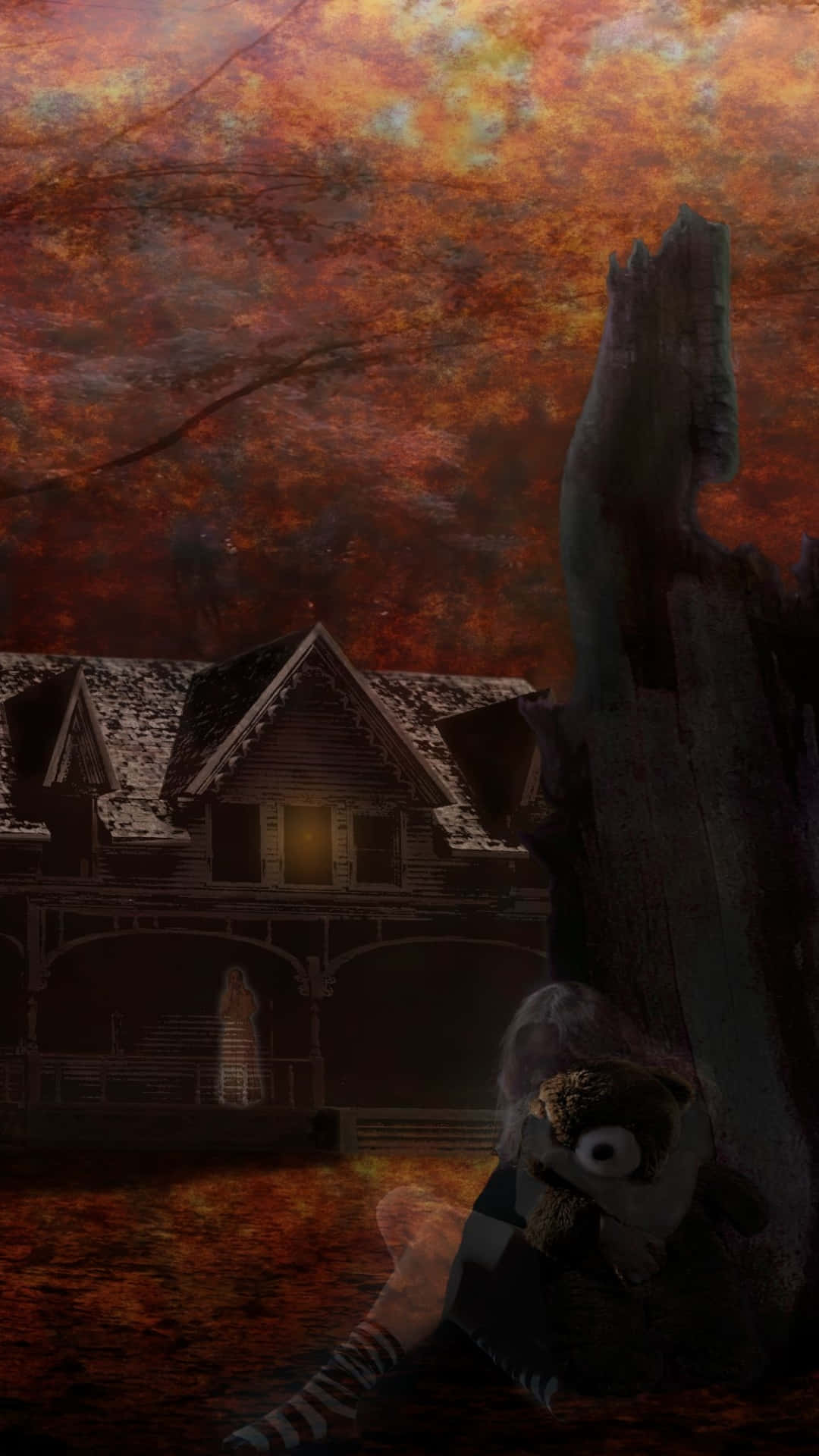 Haunted_ House_ Ghostly_ Figure_ Artwork Wallpaper