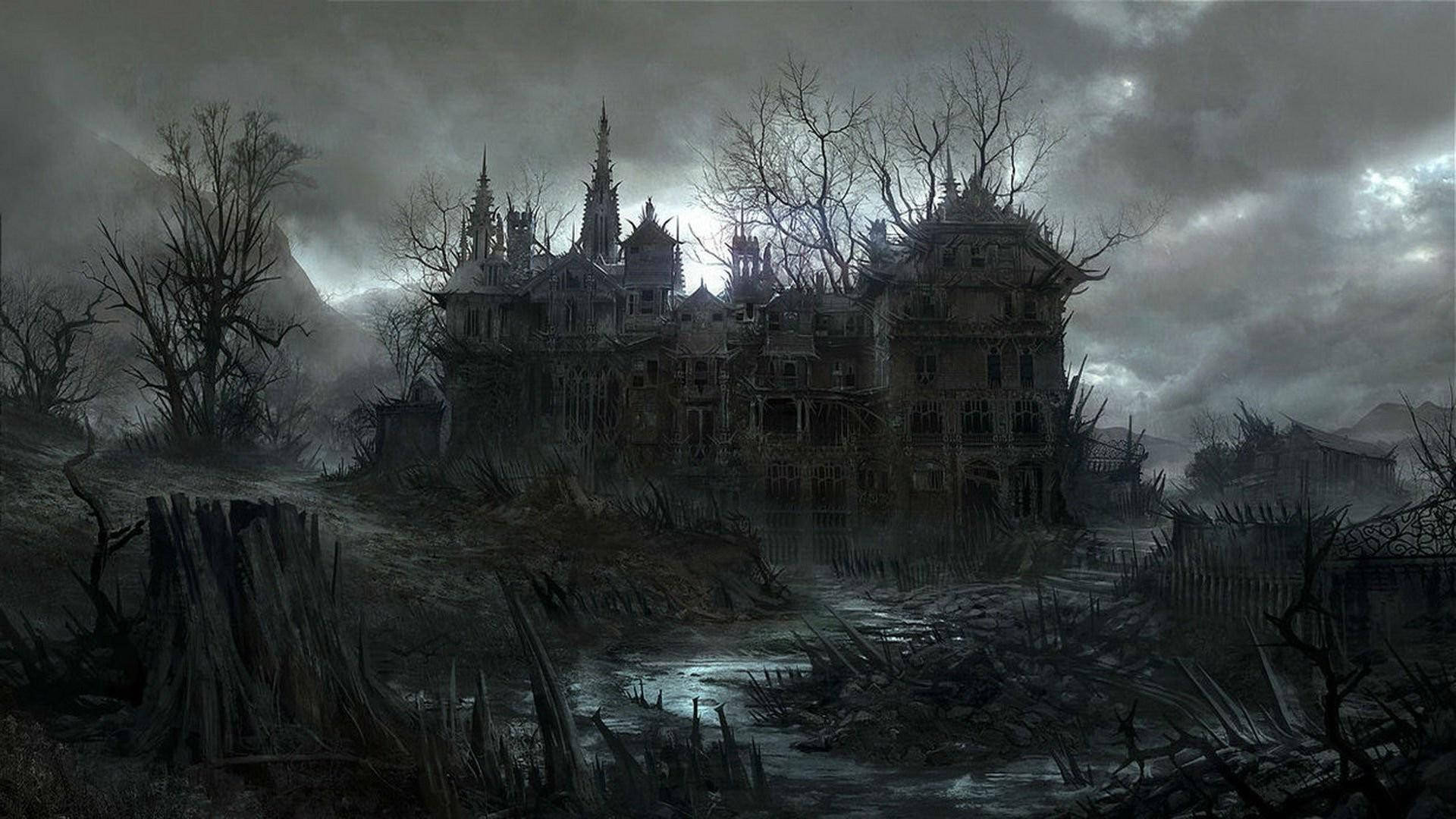 Spooky Haunted House for Halloween Wallpaper