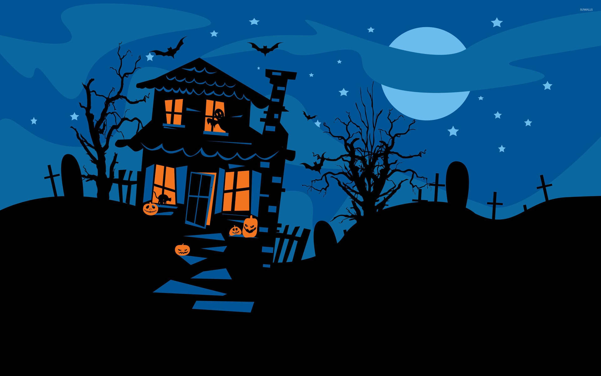 Stigin I Ett Hemsökt Hus Denna Halloween Och Var Beredd På Rysningar Och Spänning. Wallpaper