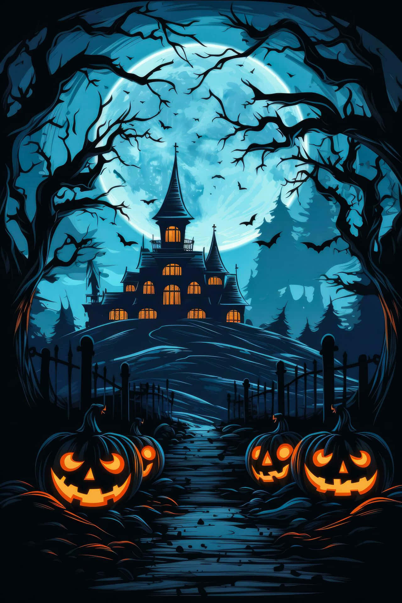 Haunted_ House_ Halloween_ Artwork Wallpaper