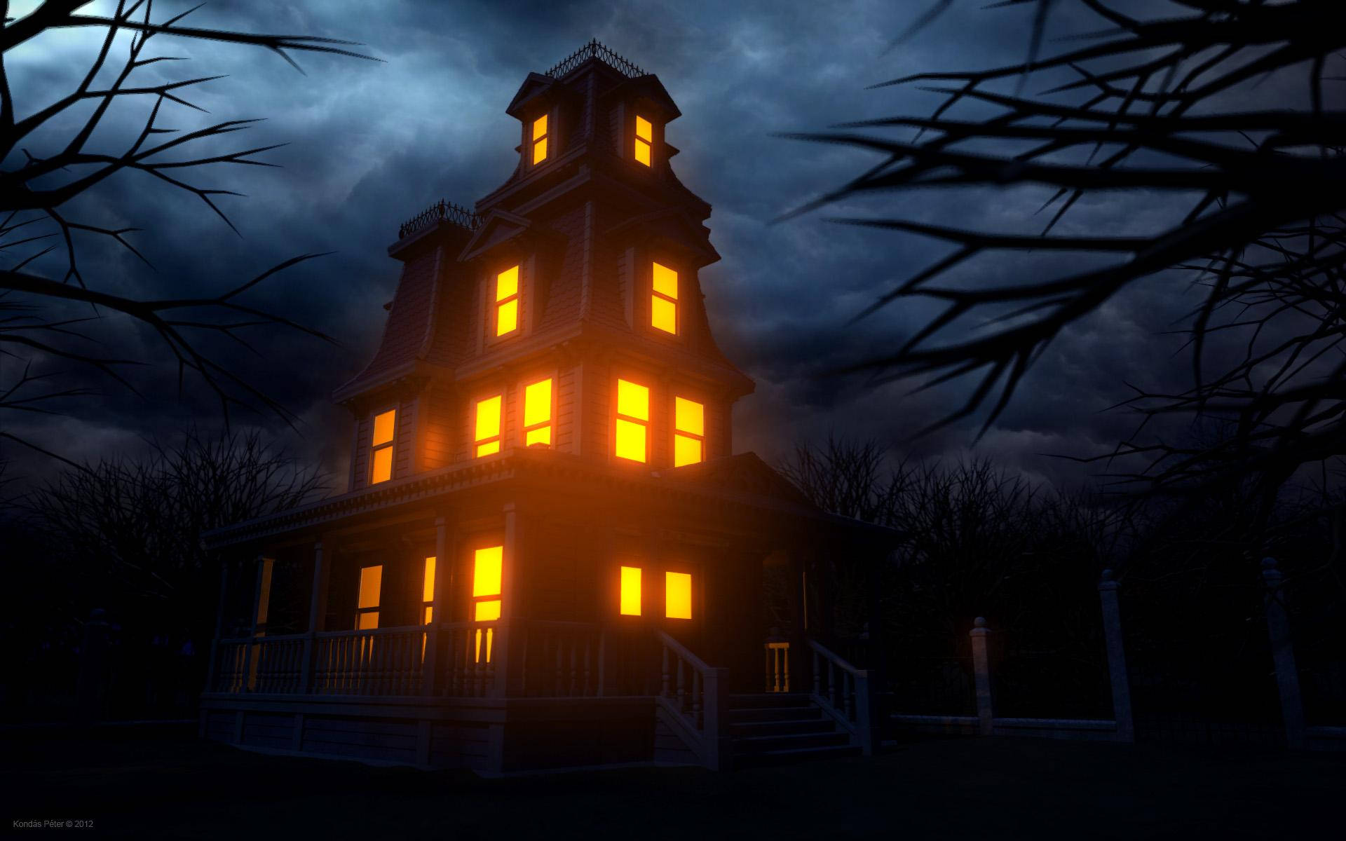 Bienvenidosa La Oscura Y Misteriosa Casa Encantada En La Noche De Halloween. Fondo de pantalla