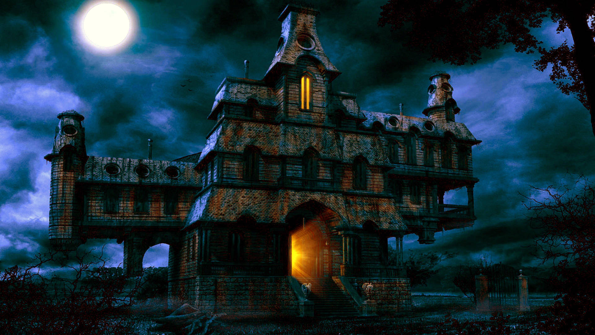 ¡prepáratepara Una Noche Espeluznante: Visita Una Casa Embrujada Este Halloween! Fondo de pantalla