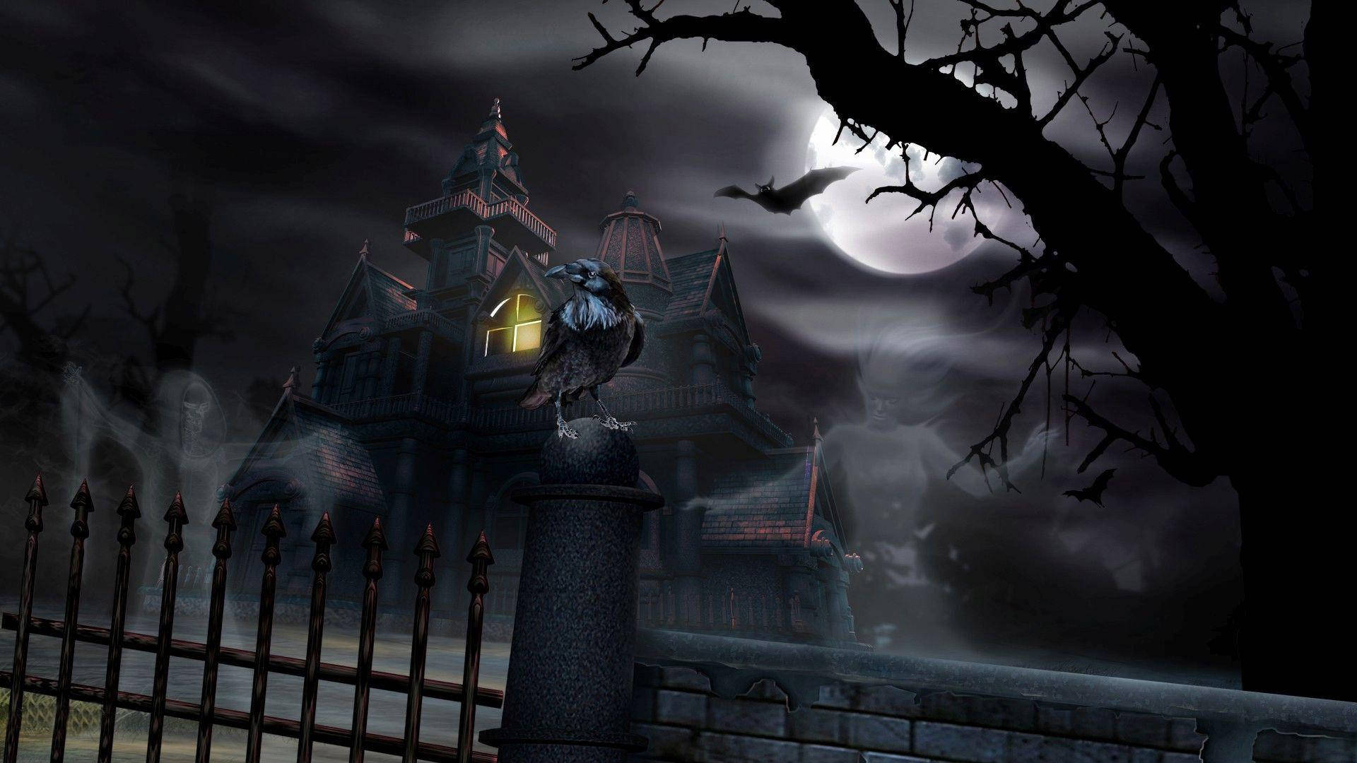 Kræl rundt i et hjemsøgt hus til Halloween Wallpaper
