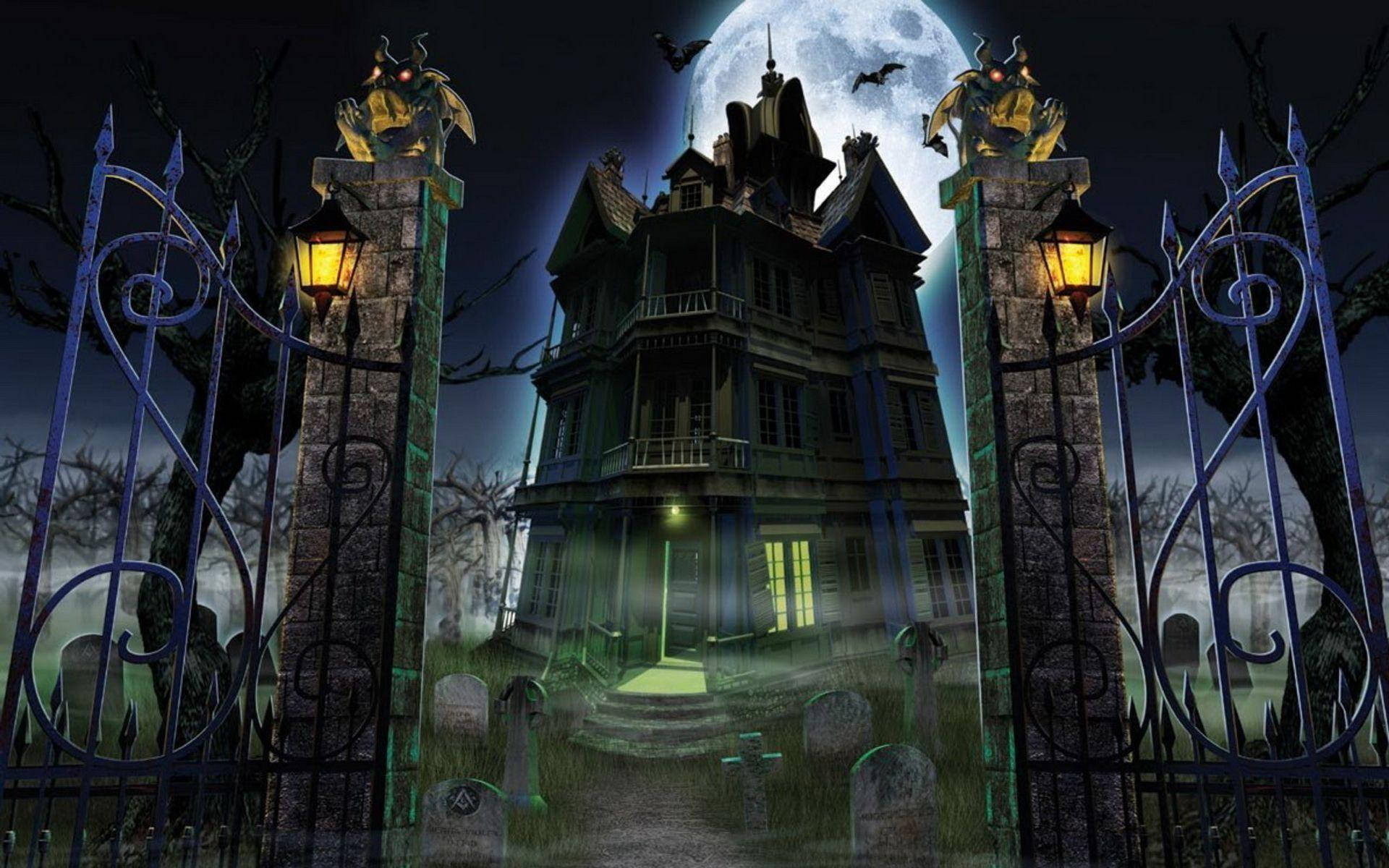 Adéntrateen Esta Terroríficamente Divertida Casa Embrujada En Halloween Fondo de pantalla