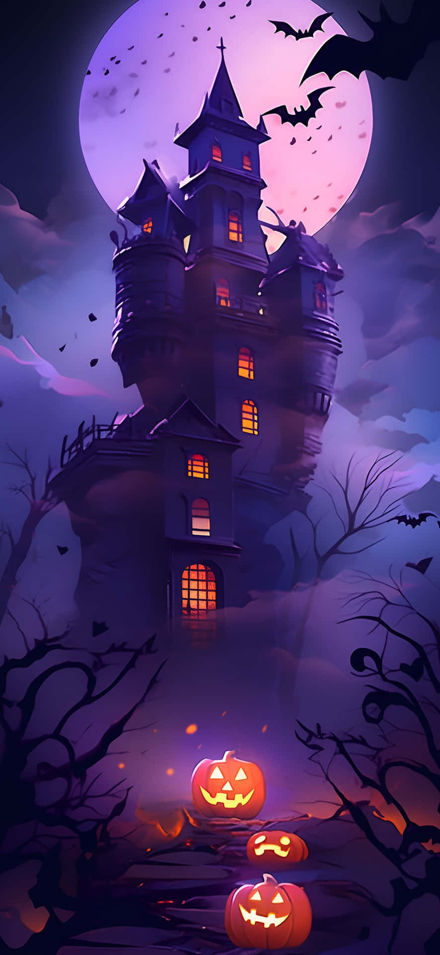 Haunted House Moonlit Halloween Lockscreen Wallpaper