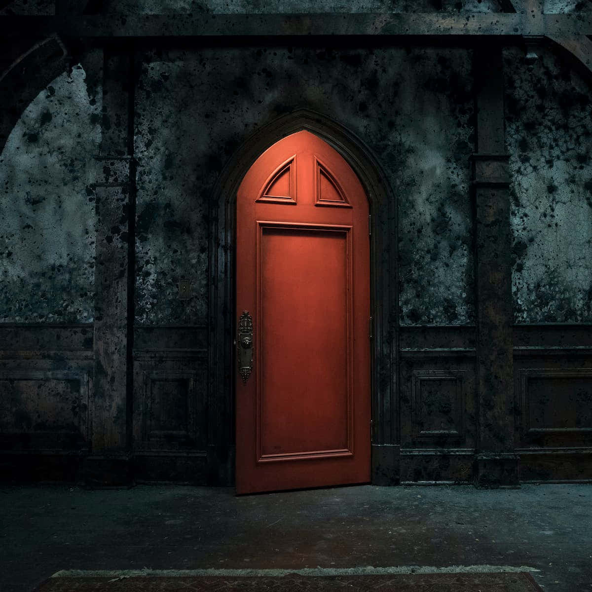 A Red Door In A Dark Room