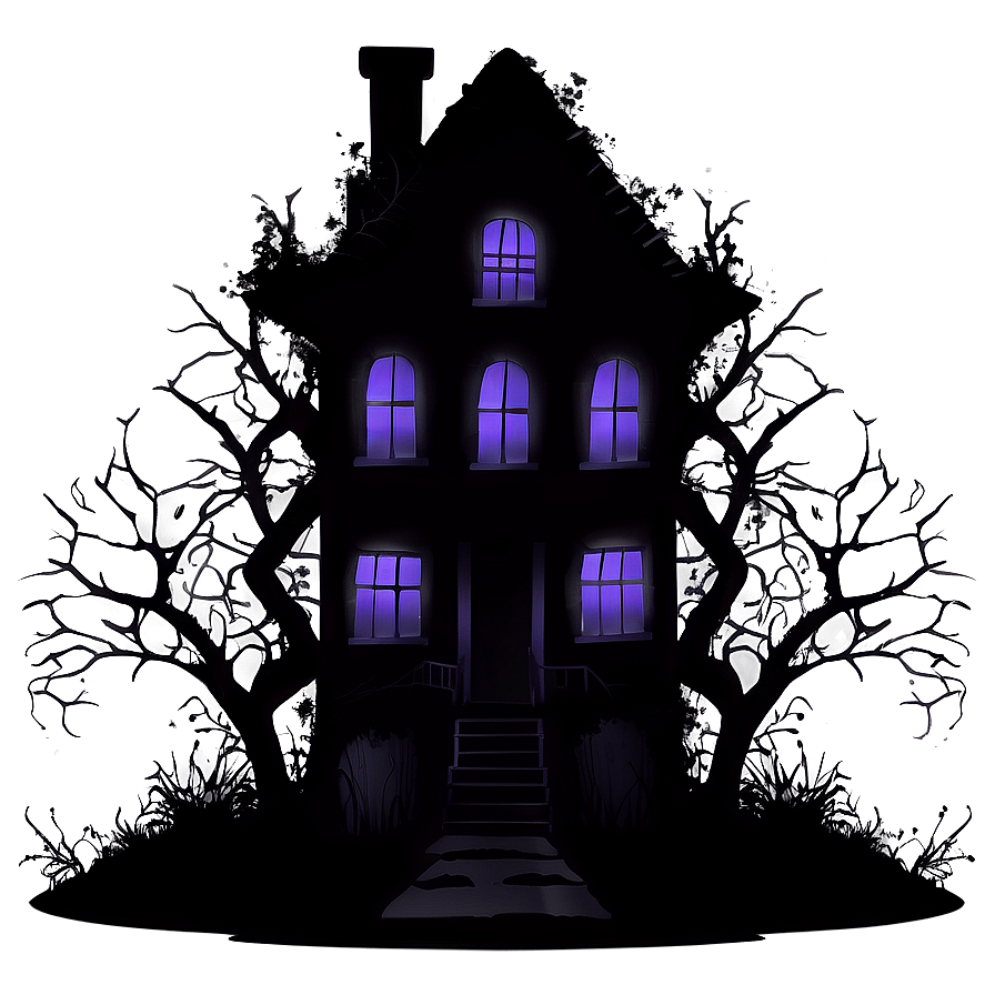 Download Haunted House Silhouette Png 67 | Wallpapers.com