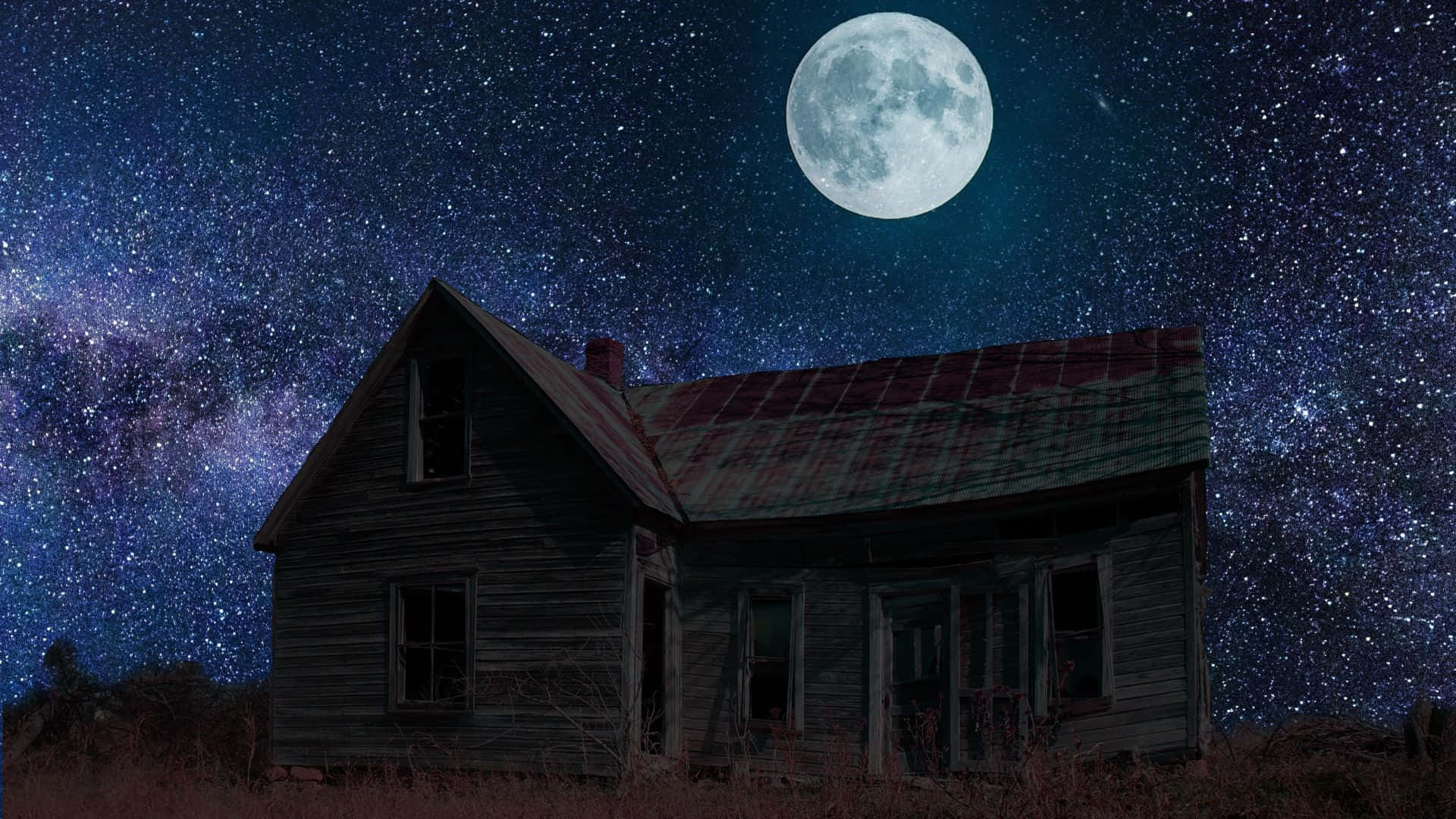 Haunted_ House_ Under_ Moonlight Wallpaper