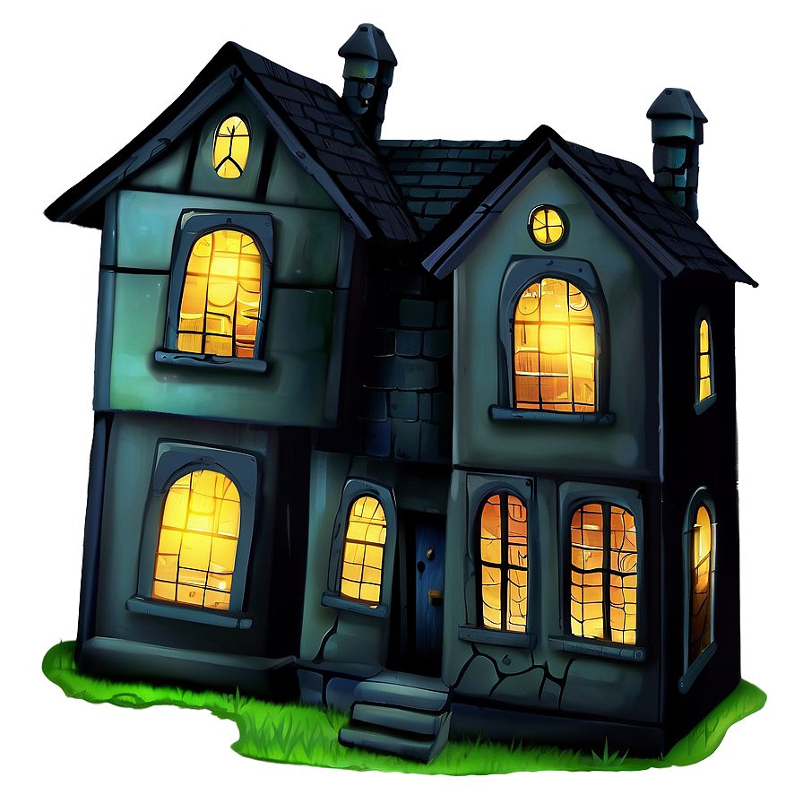 Download Haunted House With Glowing Windows Png Jph60 | Wallpapers.com