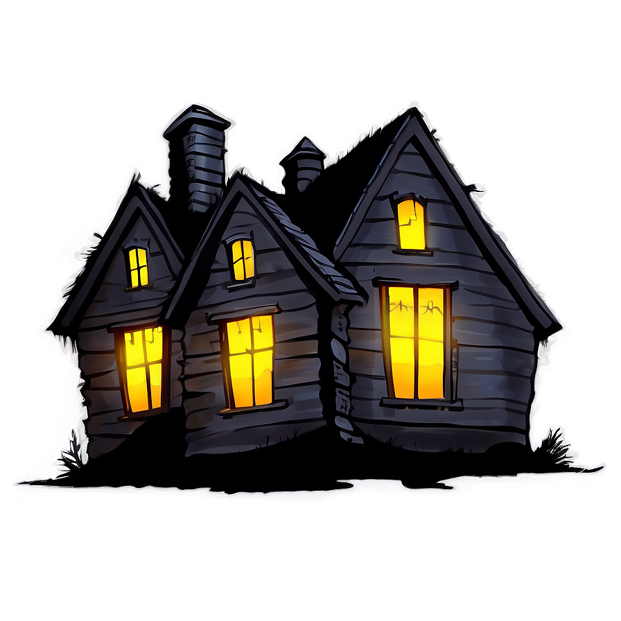 Haunted House With Glowing Windows Png Ywy PNG