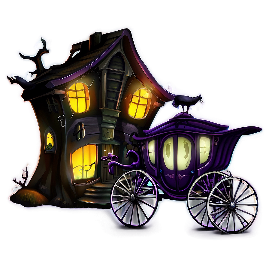 Download Haunted House With Phantom Carriage Png Pyp | Wallpapers.com