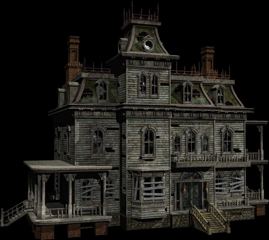 Haunted House3 D Model PNG