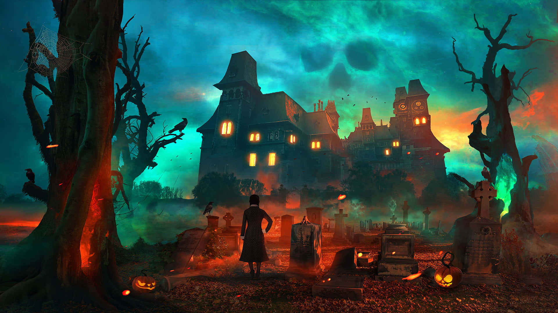 Haunted_ Mansion_ Graveyard_ Scene Wallpaper