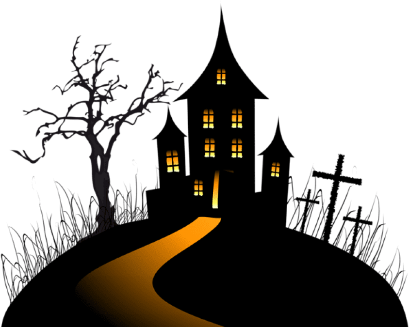 Haunted_ House_ Hilltop_ Halloween_ Scene.png PNG