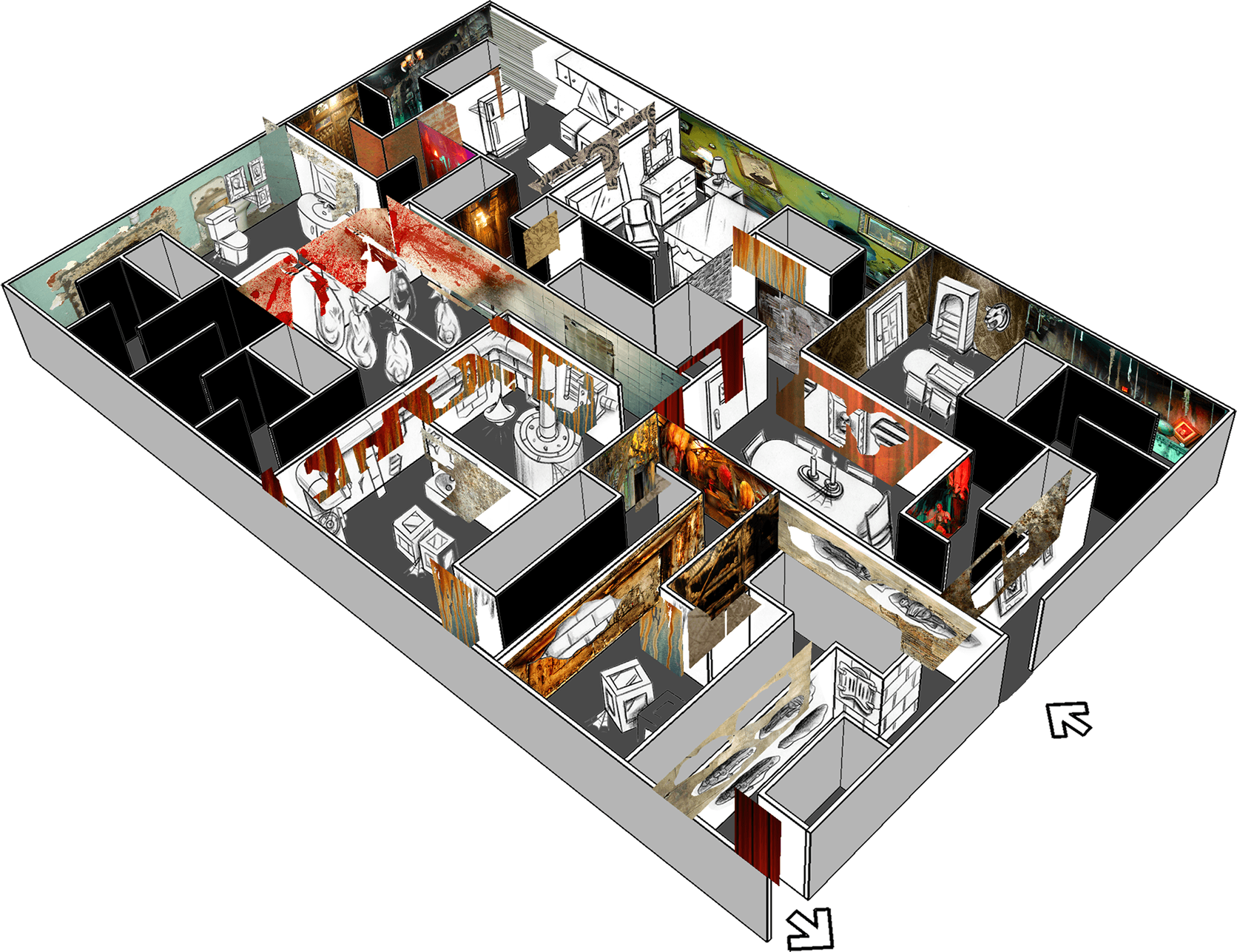 Haunted_ House_3 D_ Floor_ Plan PNG