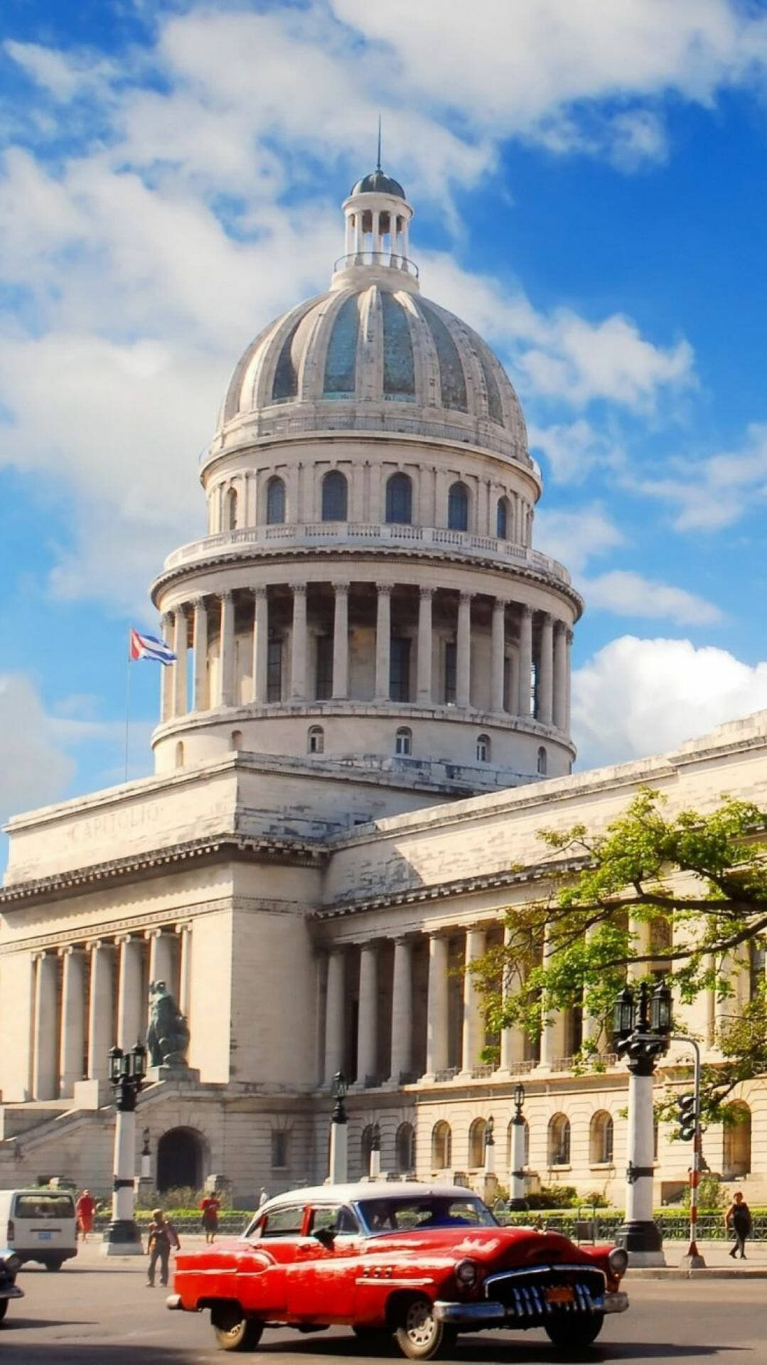 Havanna El Capitolio Kuppel Taske Bane Skinnede Skyer Wallpaper