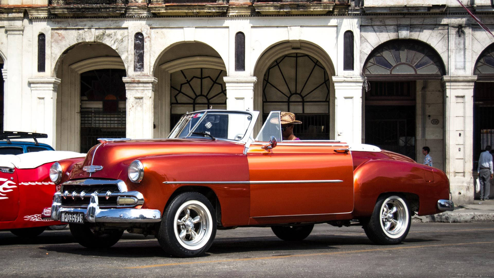 Havana Orange Classic Car Mobile Tapet: Havana Orange Klassisk Bil Mobil Tapet Wallpaper