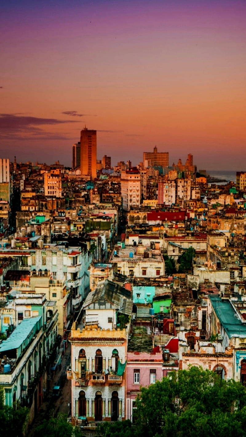 Havanasonnenuntergang Ansicht Von Oben Auf Dem Handy Wallpaper