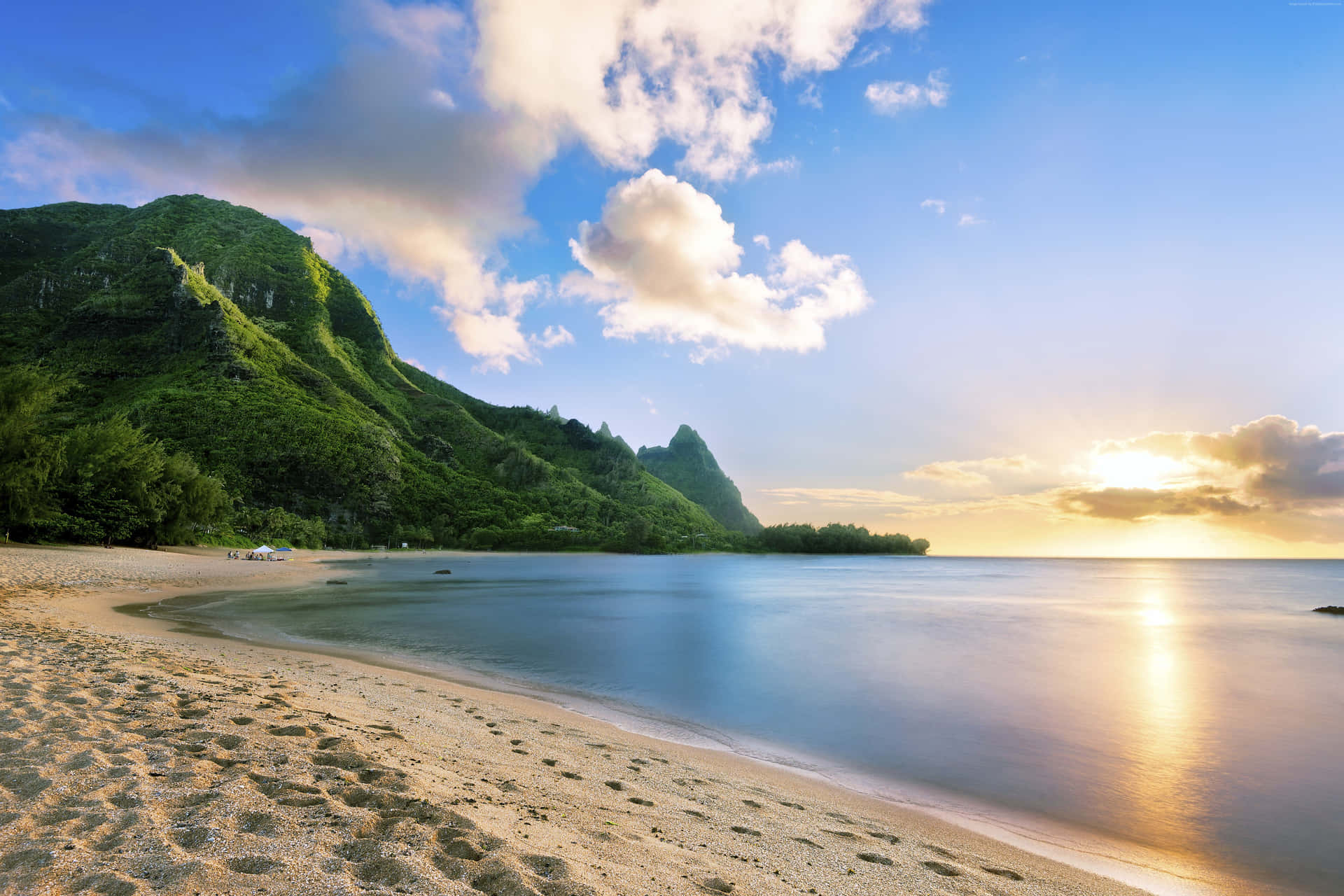 Njutav Utsikten På En Hawaii-strand. Wallpaper