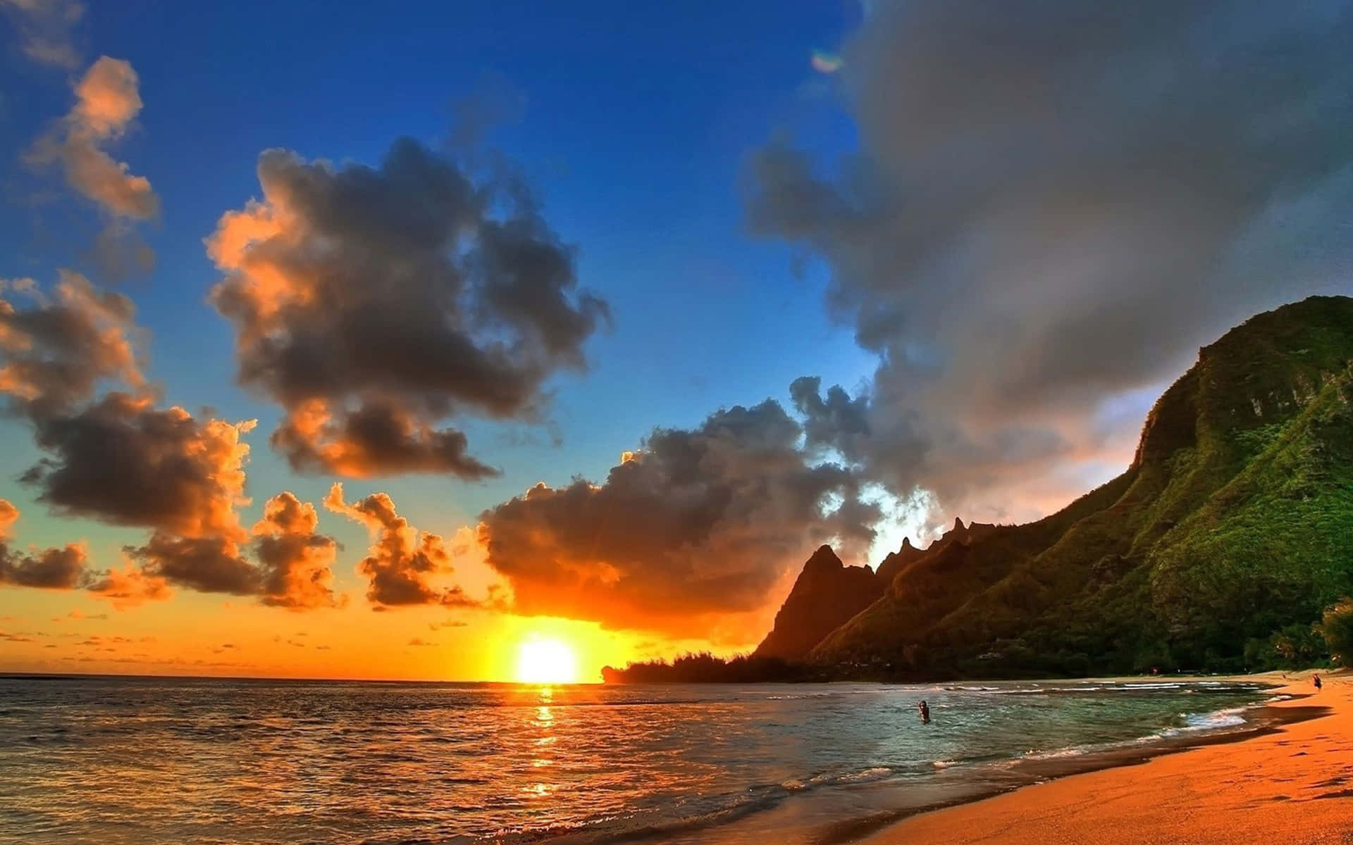 Finding tranquility in the shimmering waters of Hawaii Beach Wallpaper
