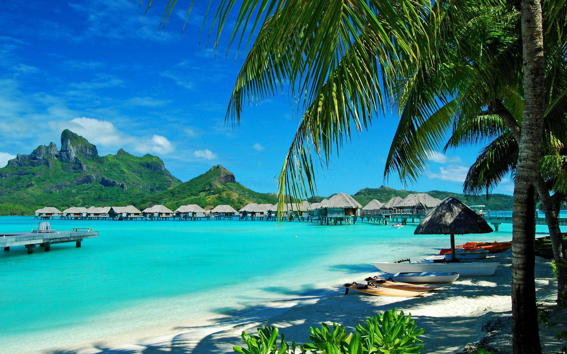 Hawaii, Coast, Resort, Rest, Palm Trees, Lagoon, Blue Water Wallpaper