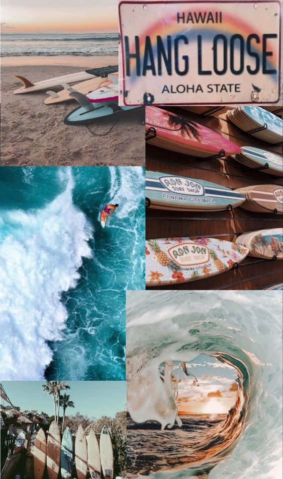 Hawaii Beach Collage Iphone Wallpaper