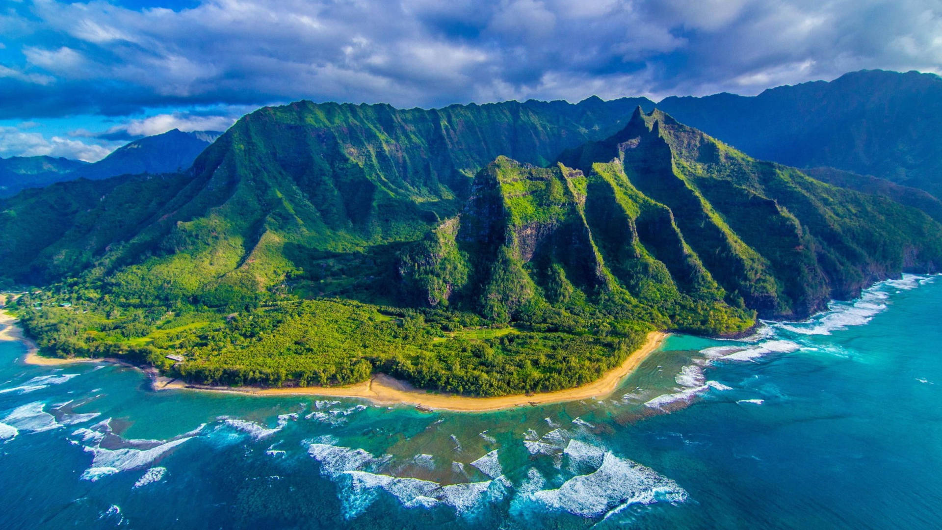 Hawaii Kalalau Beach Aerial