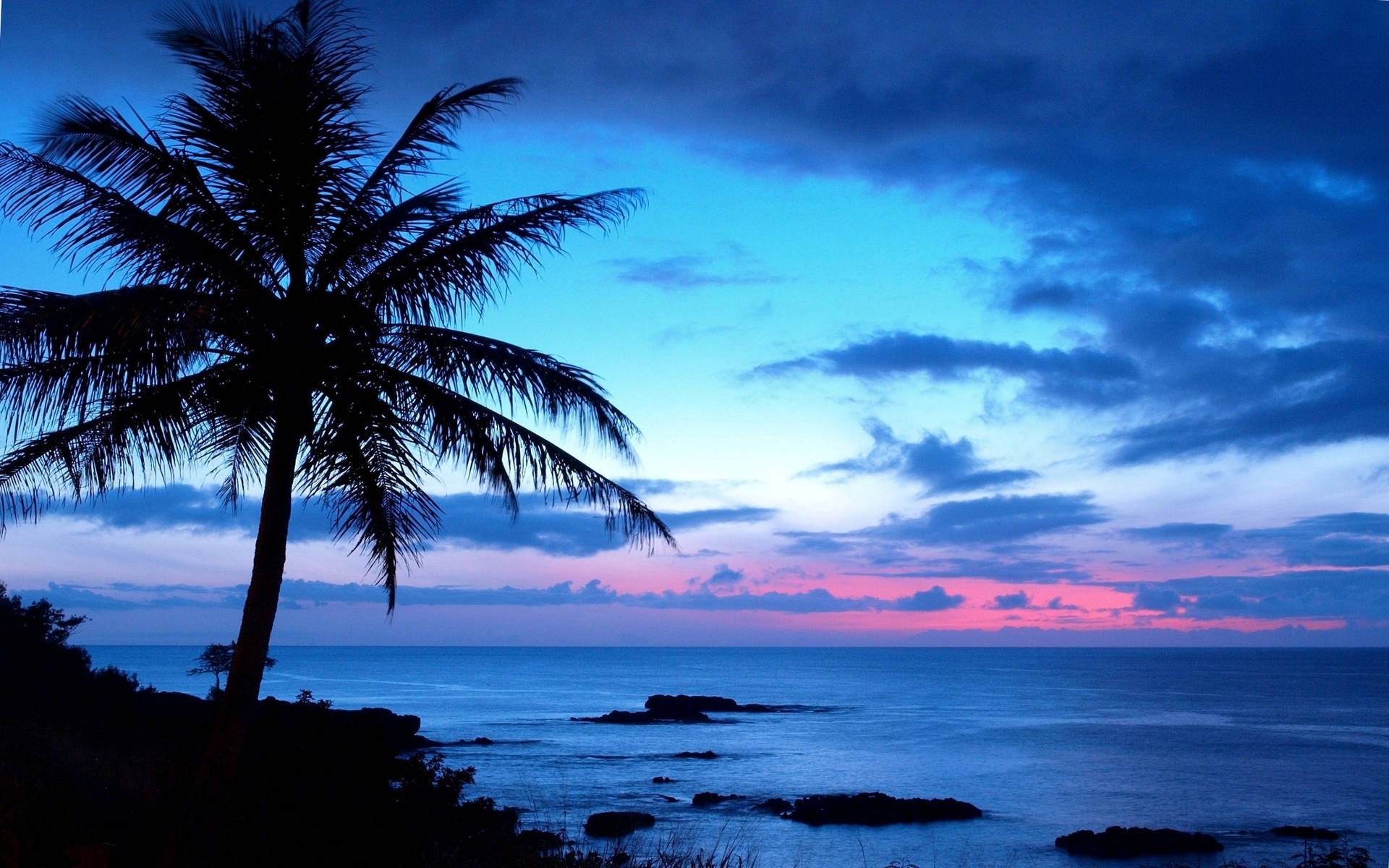 Hawaii Sunset Royal Blue Sky Wallpaper