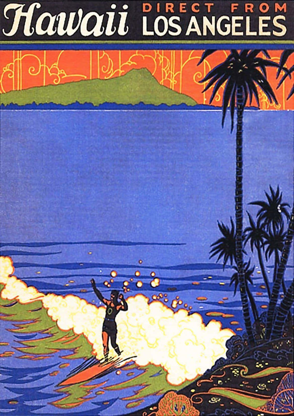 Hawaii Reisposter Vintage Los Angeles Achtergrond