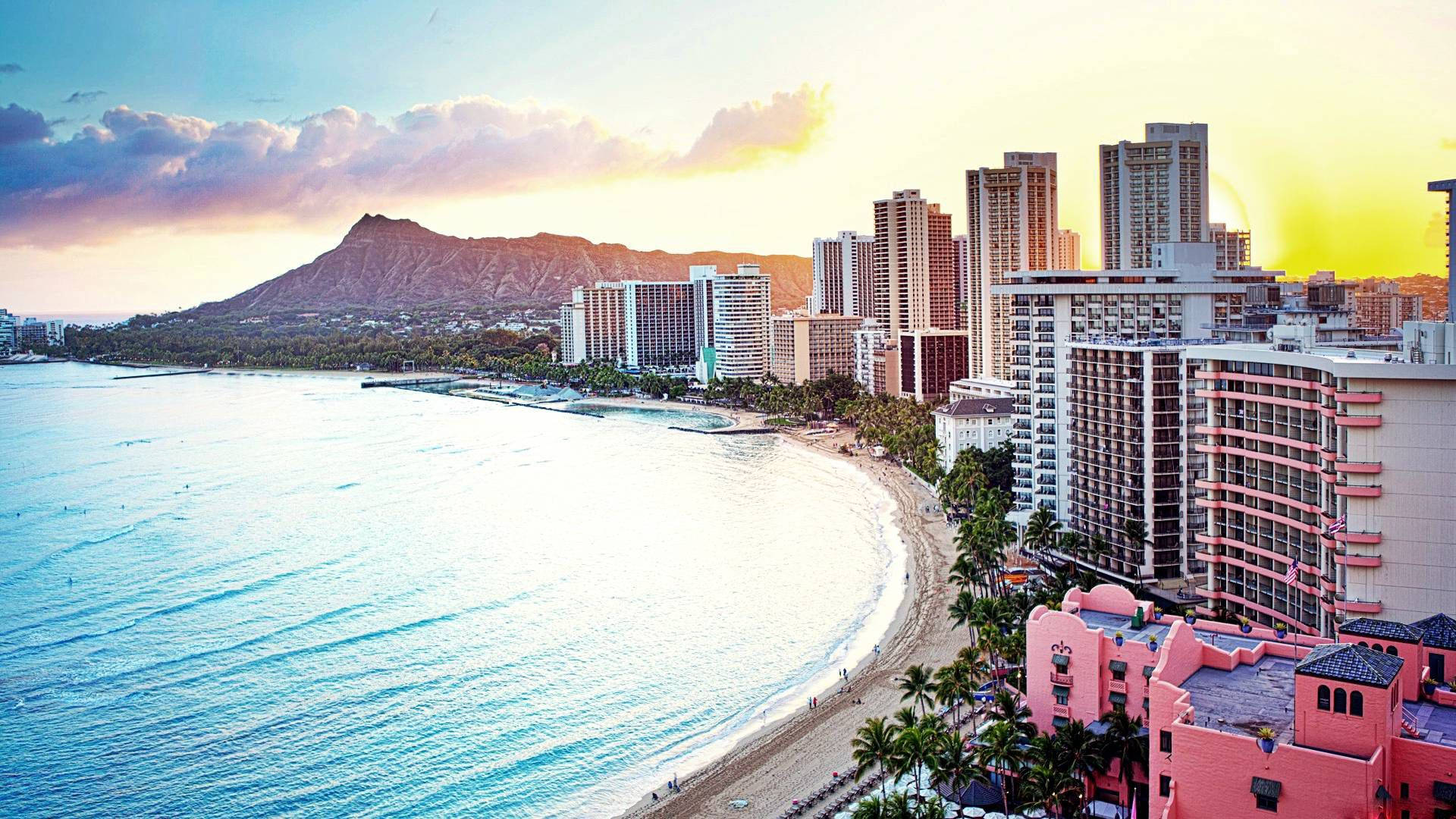 Hawaii Waikiki Beach Sunset Wallpaper