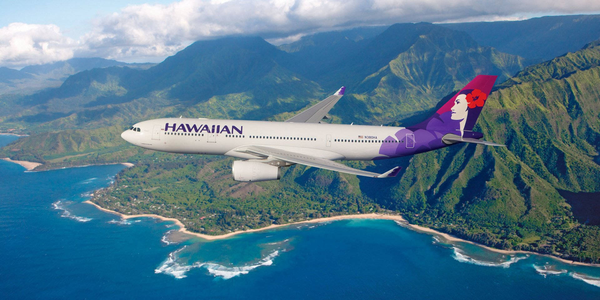 Hawaiian Airlines Over Majestic Hawaii Wallpaper
