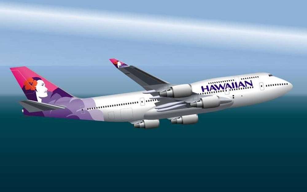 Hawaiian Airlines Plane Splitting The Horizon Wallpaper