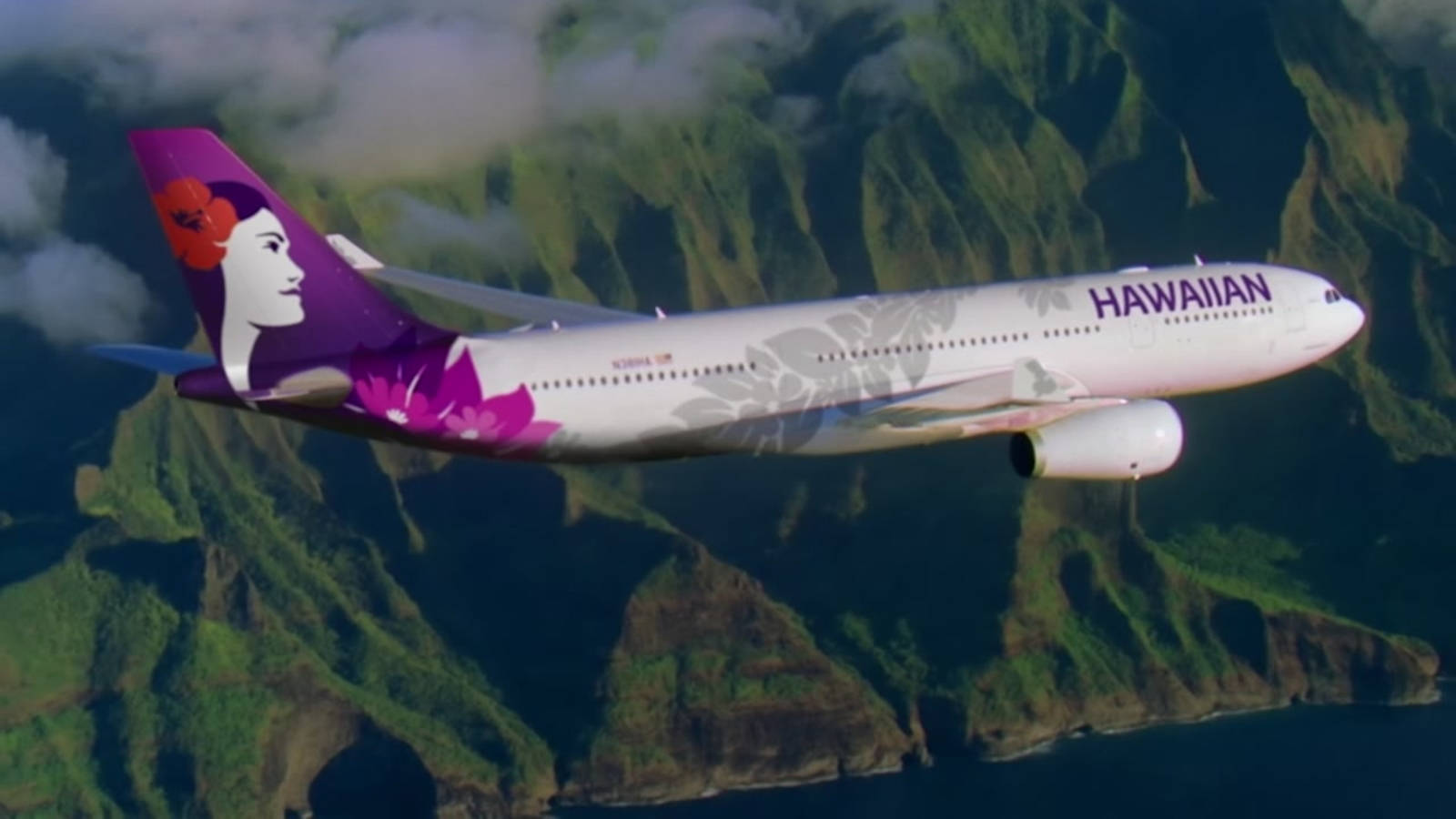 Hawaiian Airlines Plane With Majestic View Wallpaper