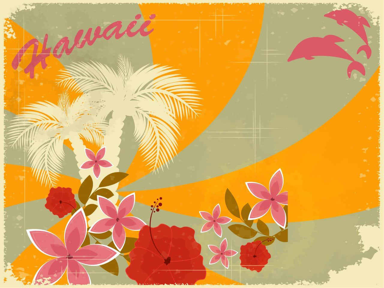 Vintage Hawaiian Background Postcard Background