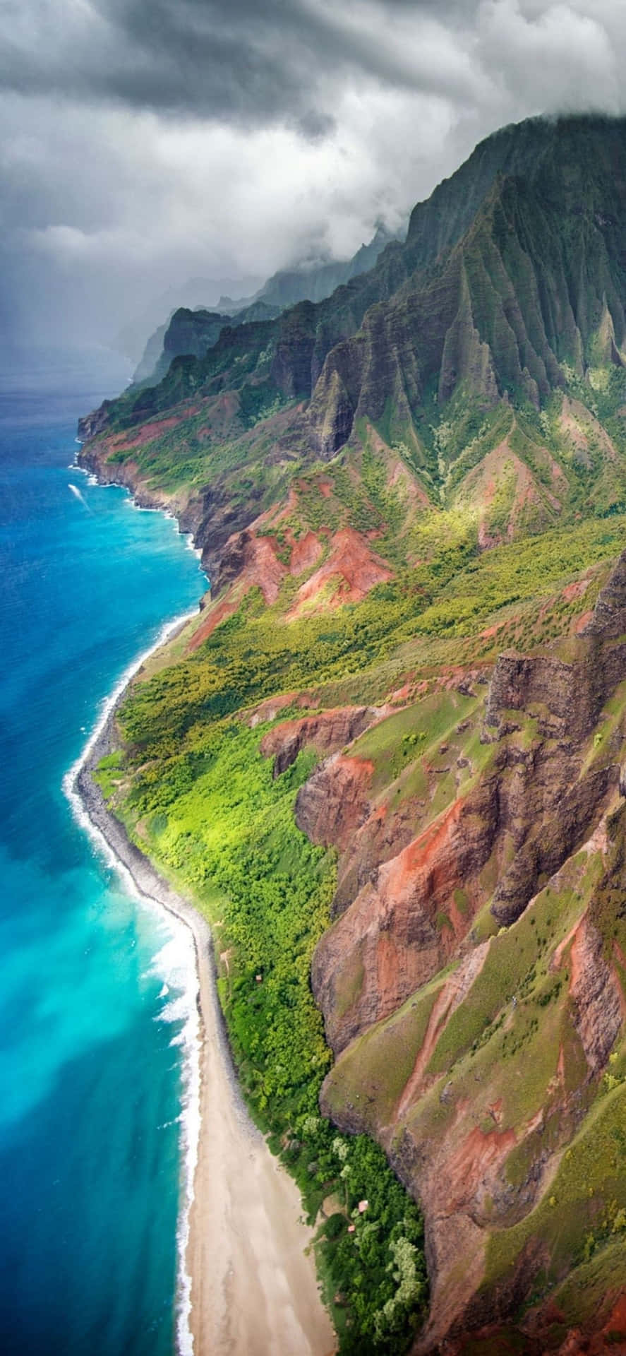 Aerial Mountain View In Hawaiian Background