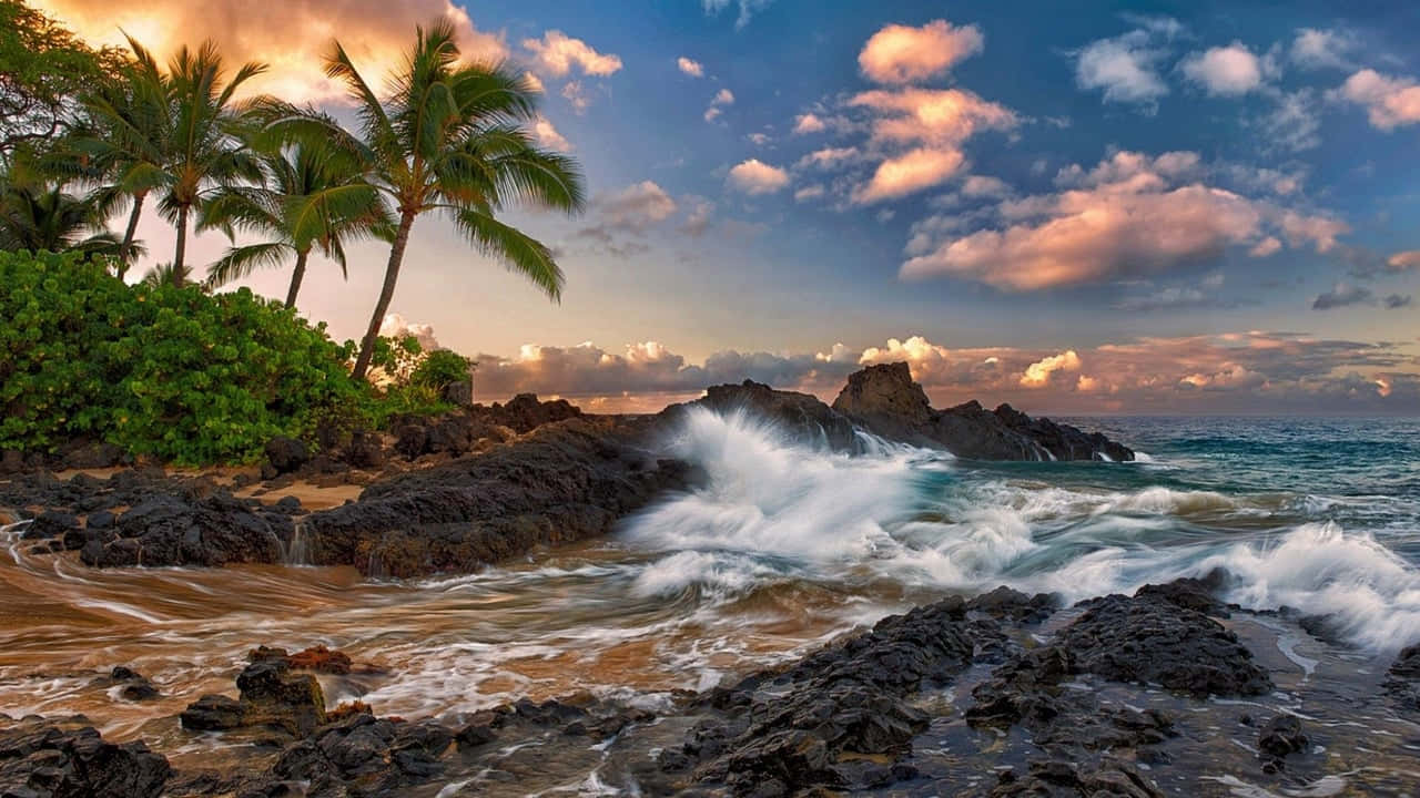 Makena Cove In Hawaiian Background