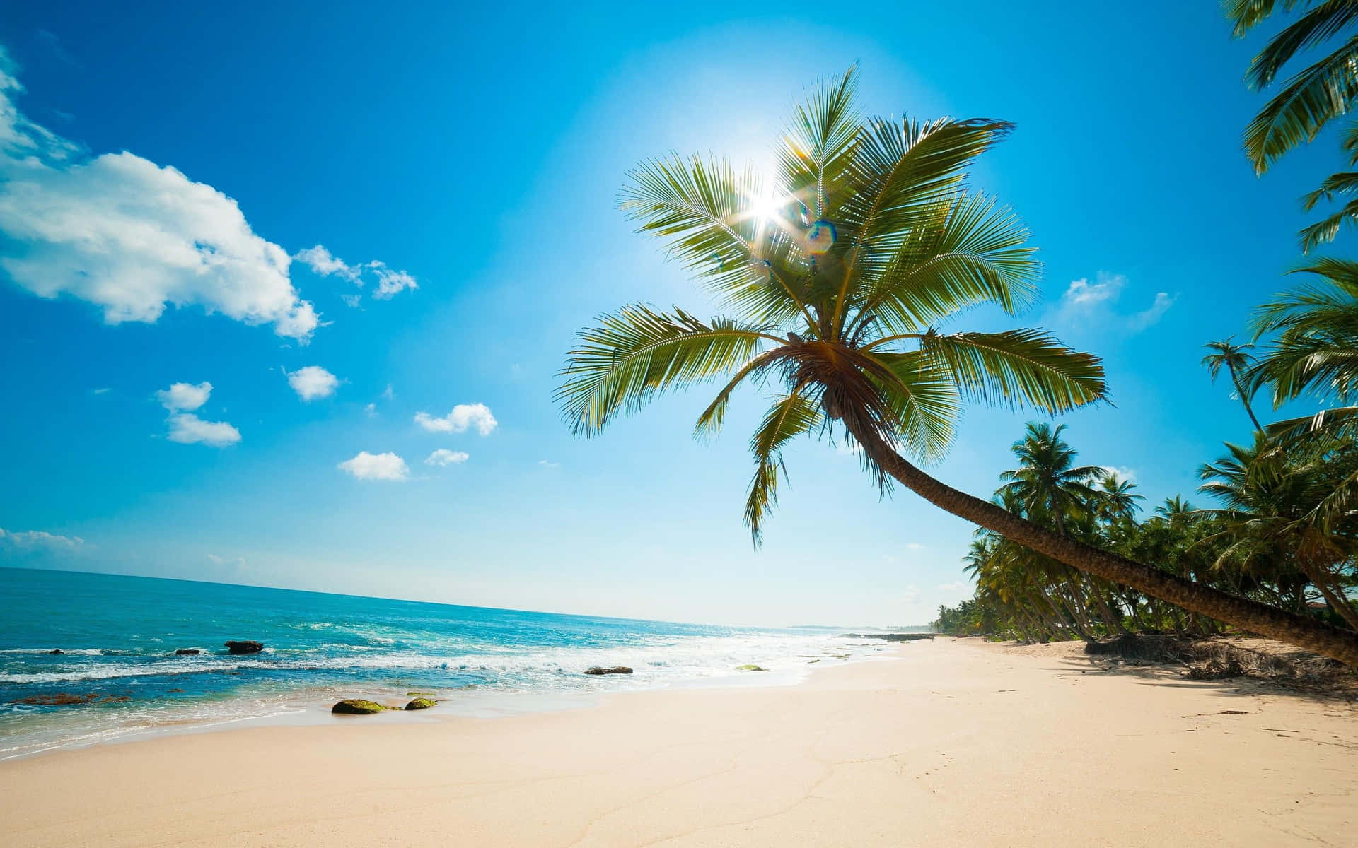 Unavista Impresionante De La Serena Playa Hawaiana Al Atardecer Fondo de pantalla