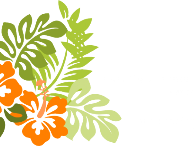 Hawaiian Flower Illustration Orange Green PNG