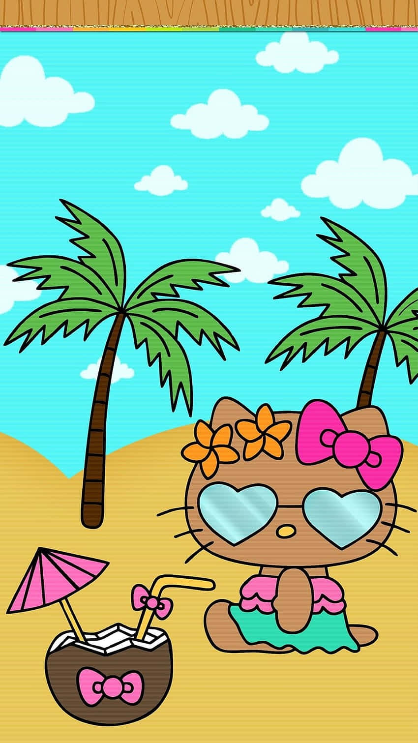 Hawaiian Hello Kitty Beach Vacation Wallpaper
