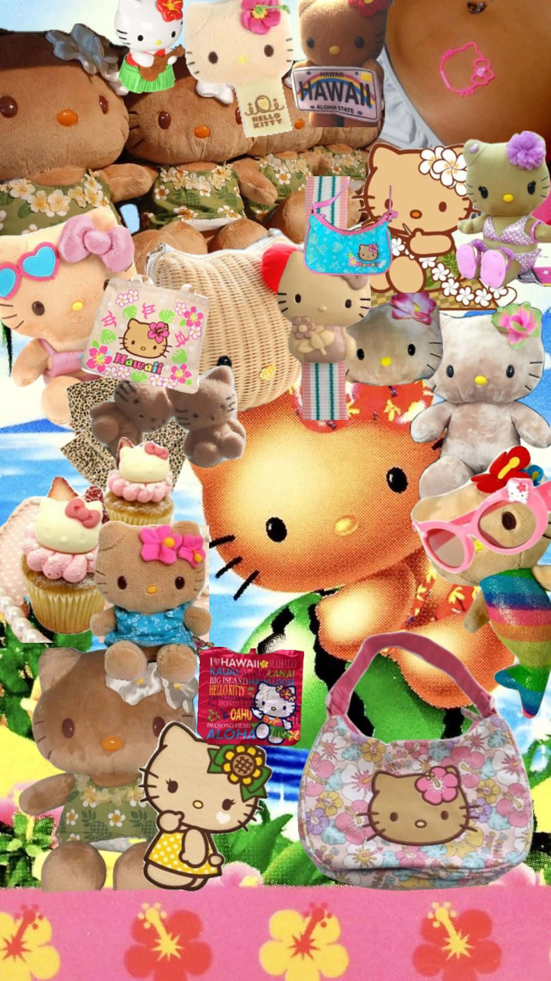 Hawaiian Hello Kitty Collage Wallpaper