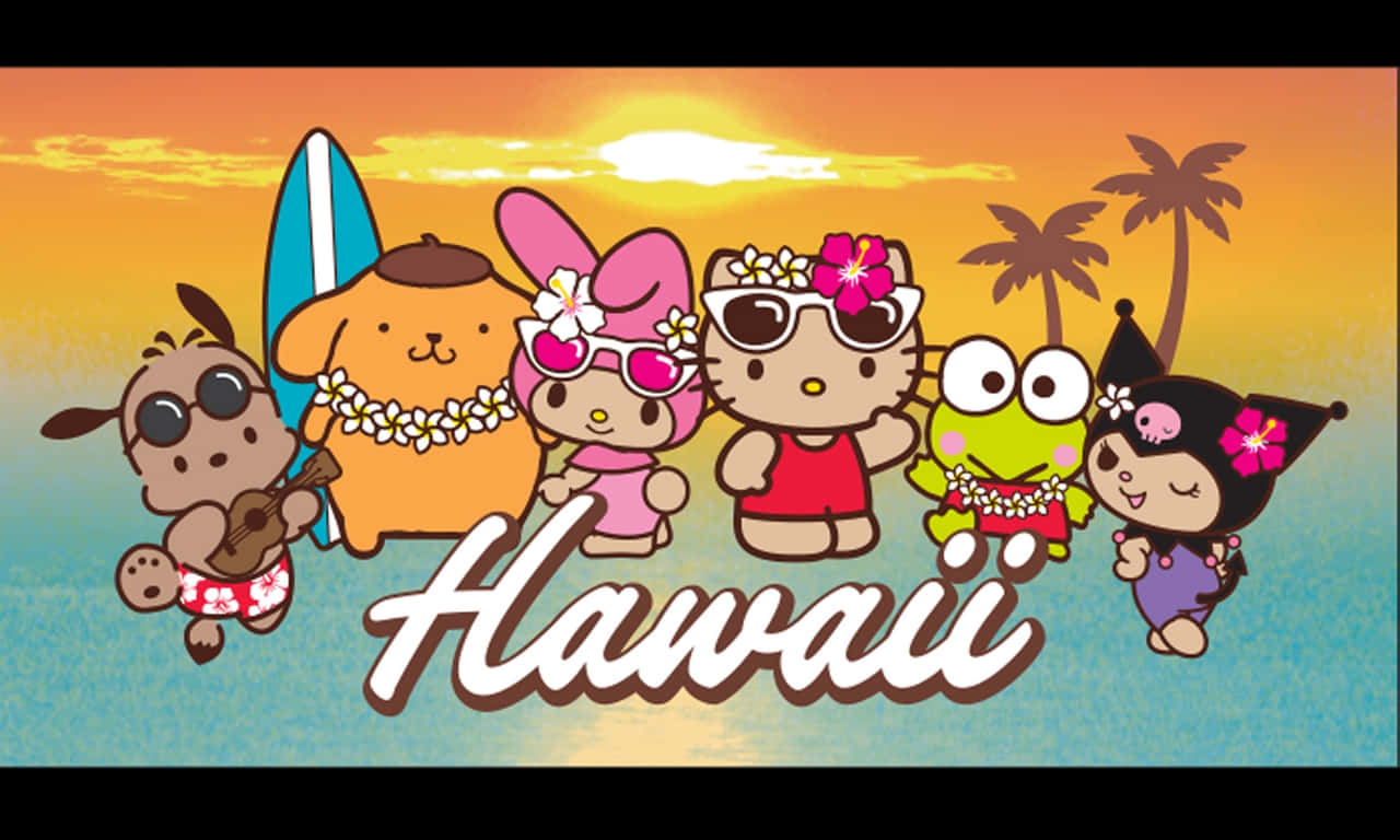 Hawaiian Hello Kittyand Friends Wallpaper