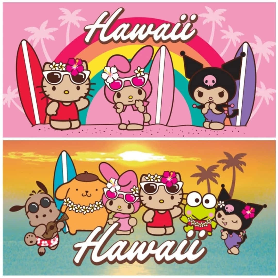 Hawaiian Hello Kittyand Friends Wallpaper