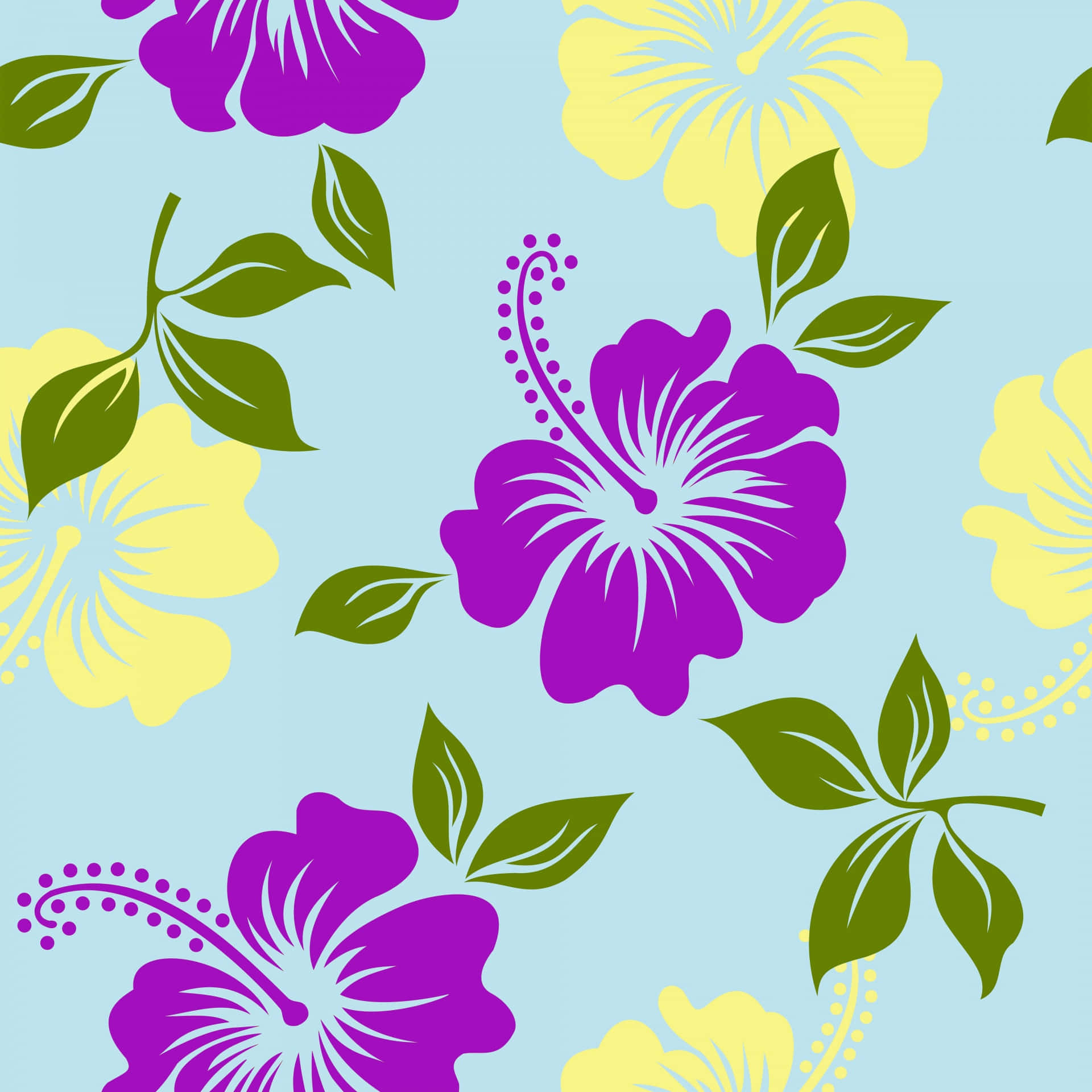 Hawaiian_ Hibiscus_ Floral_ Pattern Wallpaper