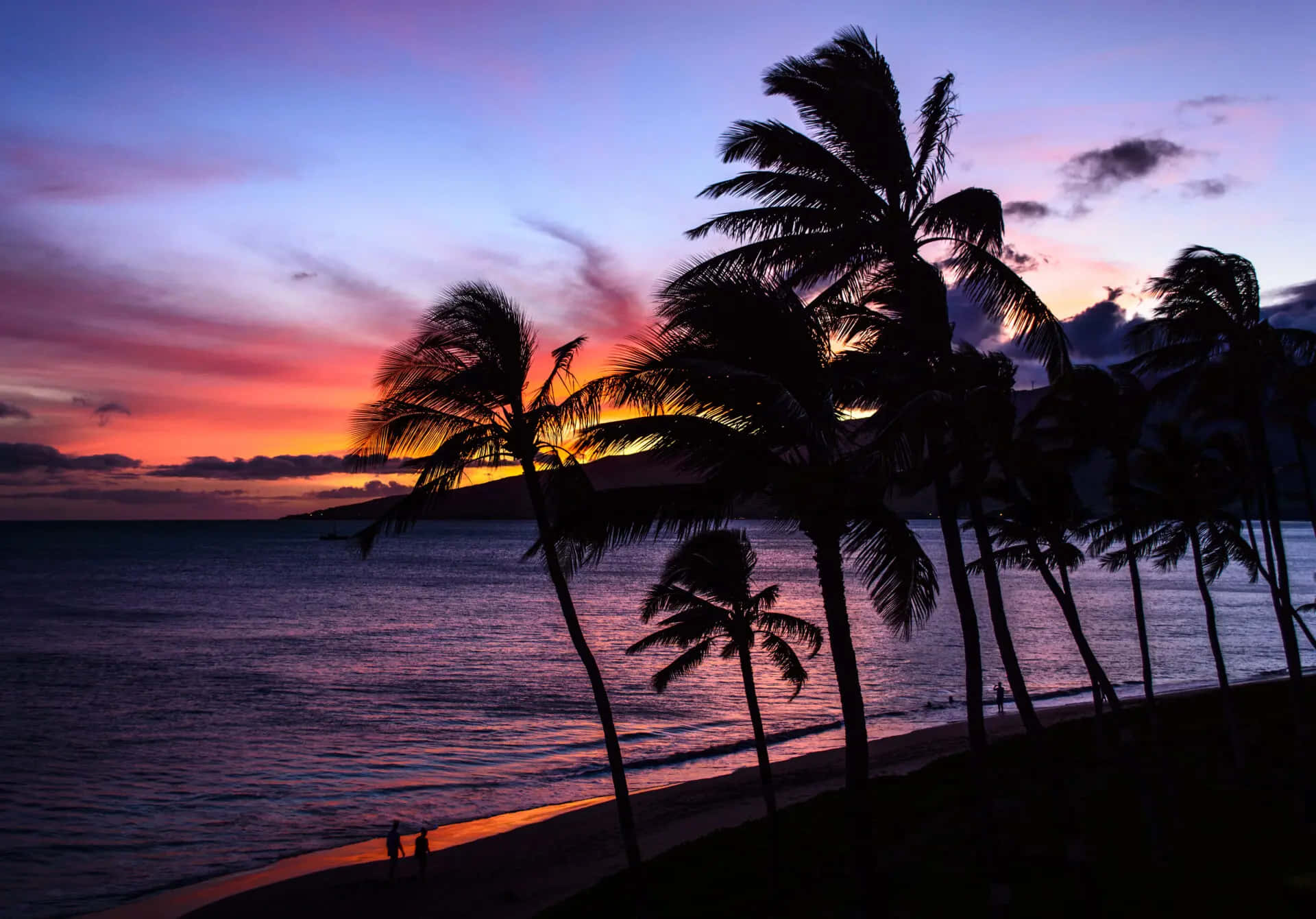 Immaginidel Tramonto Sulla Spiaggia Hawaiana