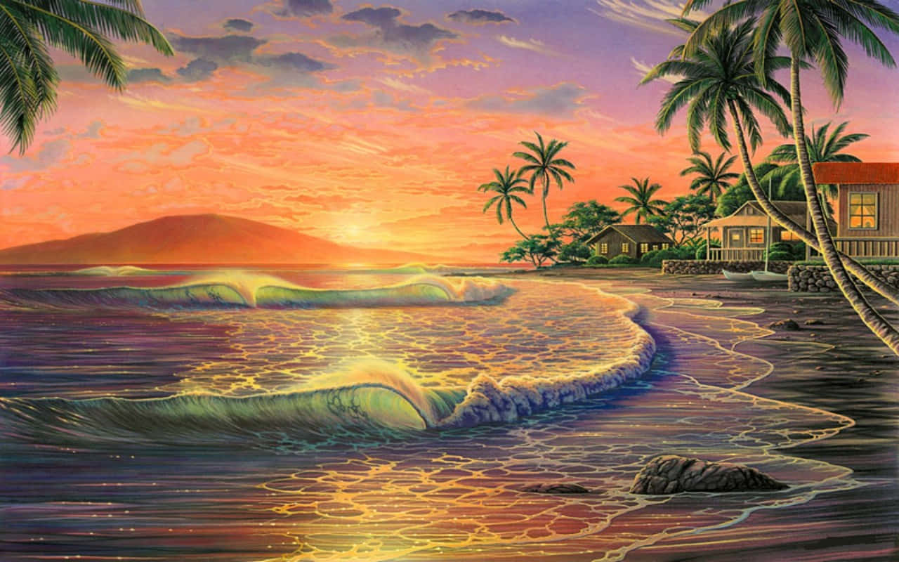 Hawaiian Sunset Drawing Pictures
