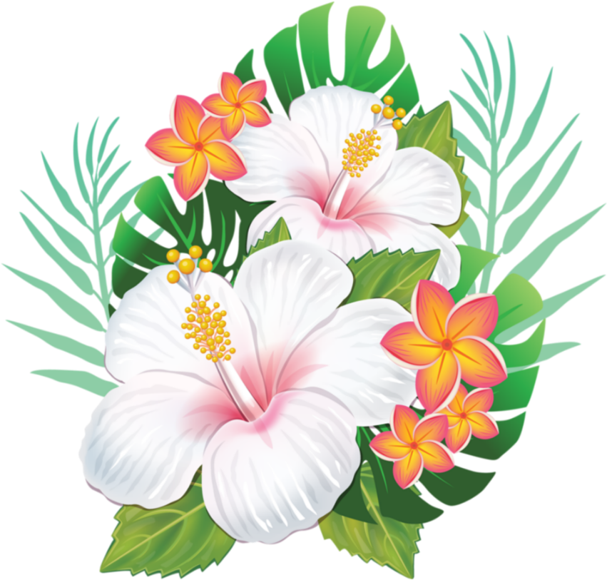 Hawaiian_ Hibiscus_and_ Plumeria_ Floral_ Arrangement PNG
